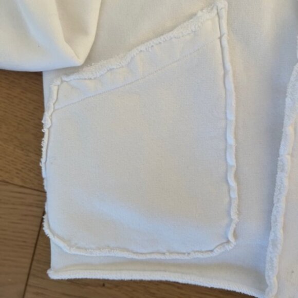 Frank and Eileen White Mini Belfast Cropped Sweatshirt Peacoat - Size Medium - Picture 3 of 5